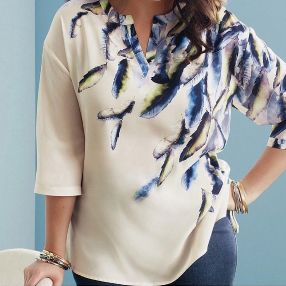 Lane Bryant Feather Tunic sz 22/24 Art to Wear Lagenlook Bohemian ResortWear